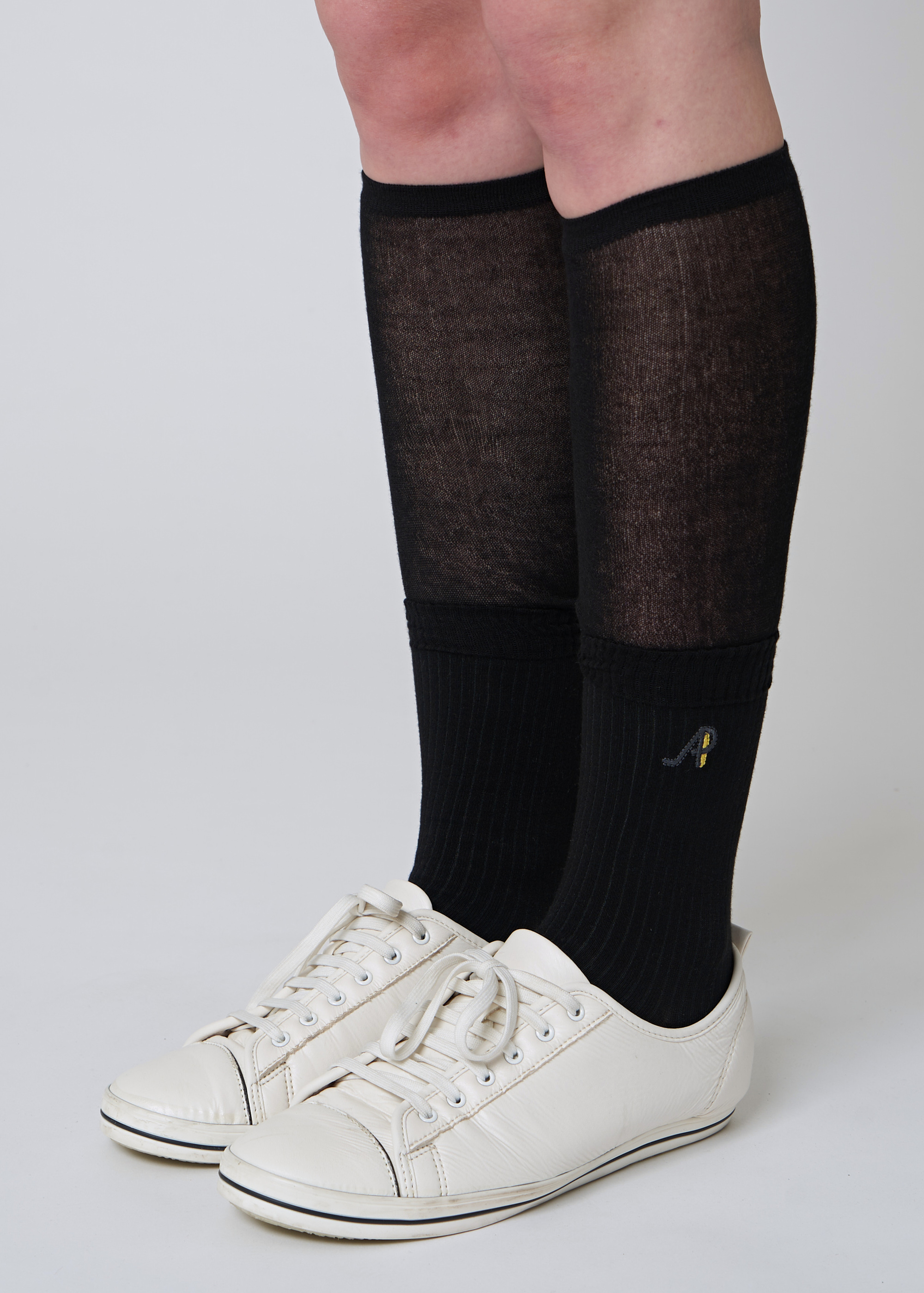 AW41AS02DOUBLE LAYER KNEE SOCKS_BLACK